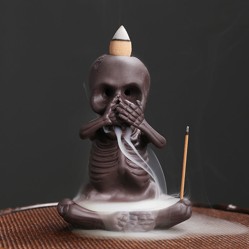 Wholesale Original Yixing Clay Backflow Incense Burner Halloween Gift American Skull Kid Backflow Incense Burner