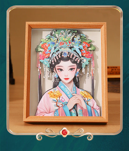 Chinese Quintessence Beijing Opera Characters3D Three-Dimensional Painting with Photo Frame Handmade diy Desktop Decoration Cultural and Creative Gifts Chinese New Year