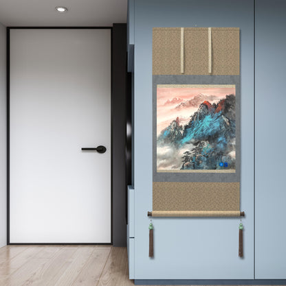 Chinese painting-Chinese landscape.  Colorful Mountains and clouds.  Living room decoration