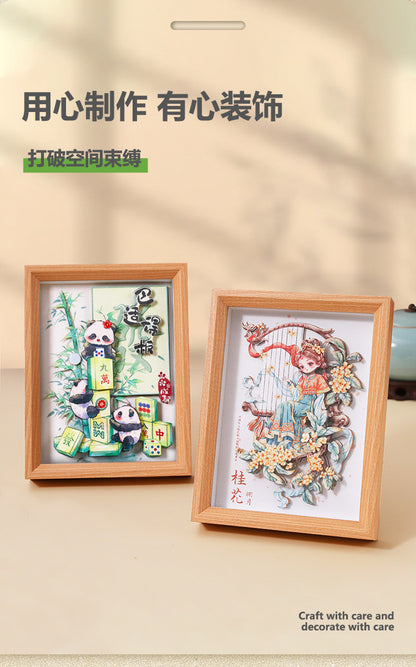 New Chinese National Treasure Panda3D Three-Dimensional diy Paper-Cut Painting Tourist Attractions Commemorative Gift Photo Frame Decoration Chinese New Year