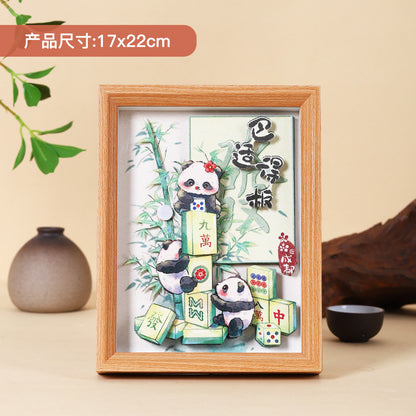 New Chinese National Treasure Panda3D Three-Dimensional diy Paper-Cut Painting Tourist Attractions Commemorative Gift Photo Frame Decoration Chinese New Year