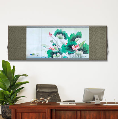 Chinese painting-fine art. Fish and lotus.  Bedroom decoration