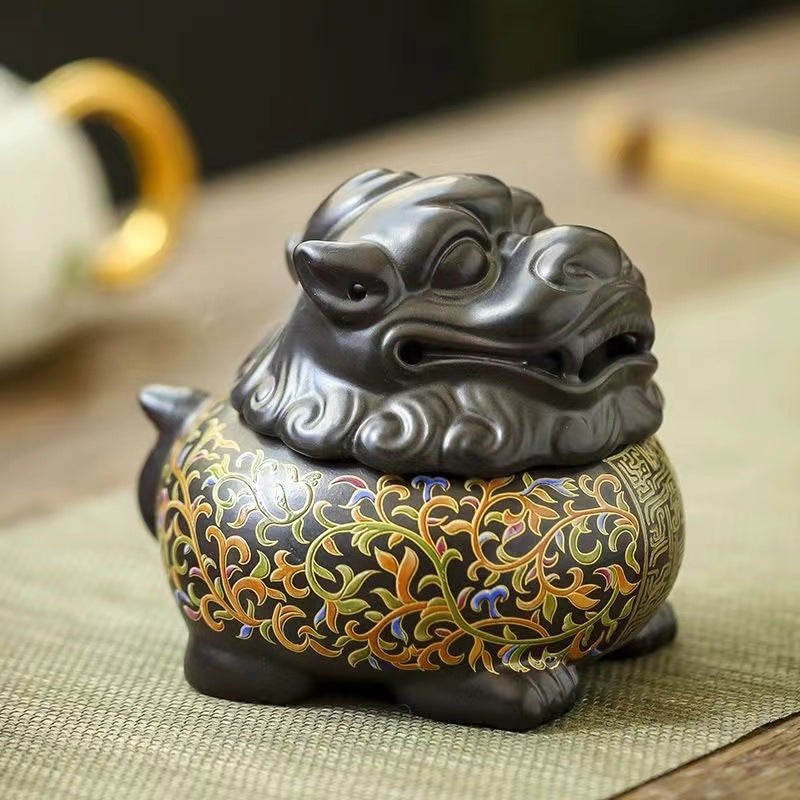 Lion Ceramic Incense Coil Burner Crafts Incense Ornaments Backflow Incense Burner Creative Home Incense Holder Incense Burner Tea Ornaments