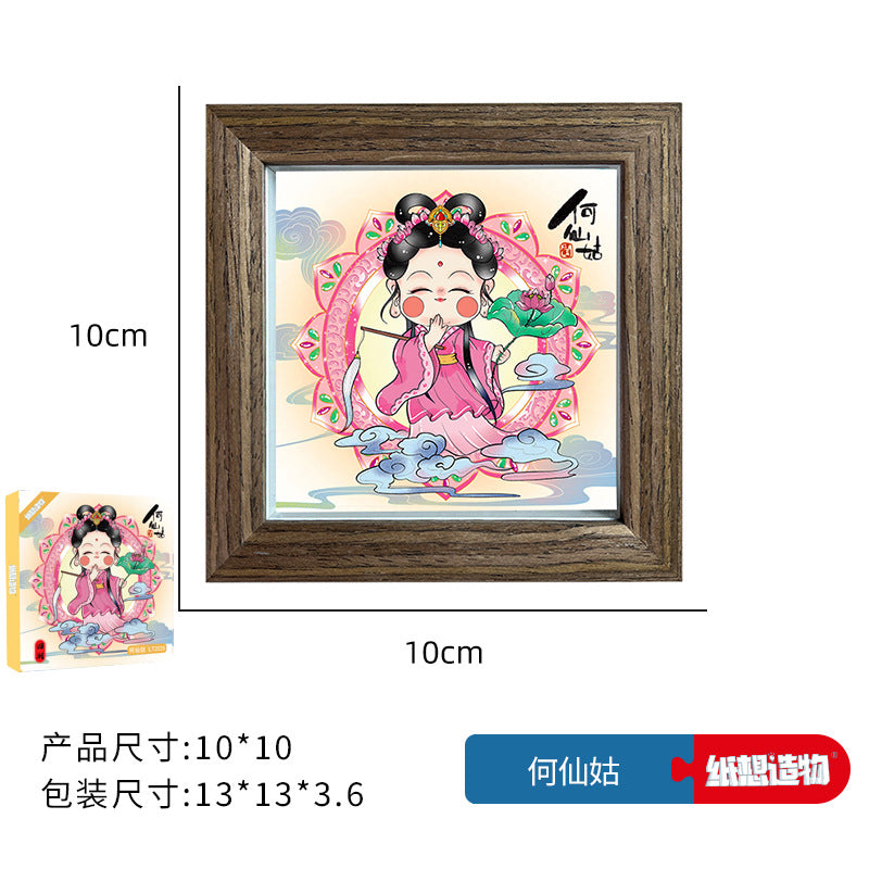 4Inch National Style Patron Saint3d Three-Dimensional DIY Puzzle Stereograph Home Photo Frame Decoration Travel Cultural and Creative Gifts Chinese New Year