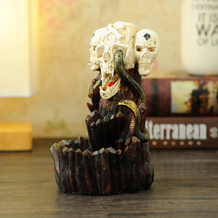 Creative Gift Home Decoration Wansheng Spoof Skull Backflow Incense Burner Nordic Resin Crafts Wholesale