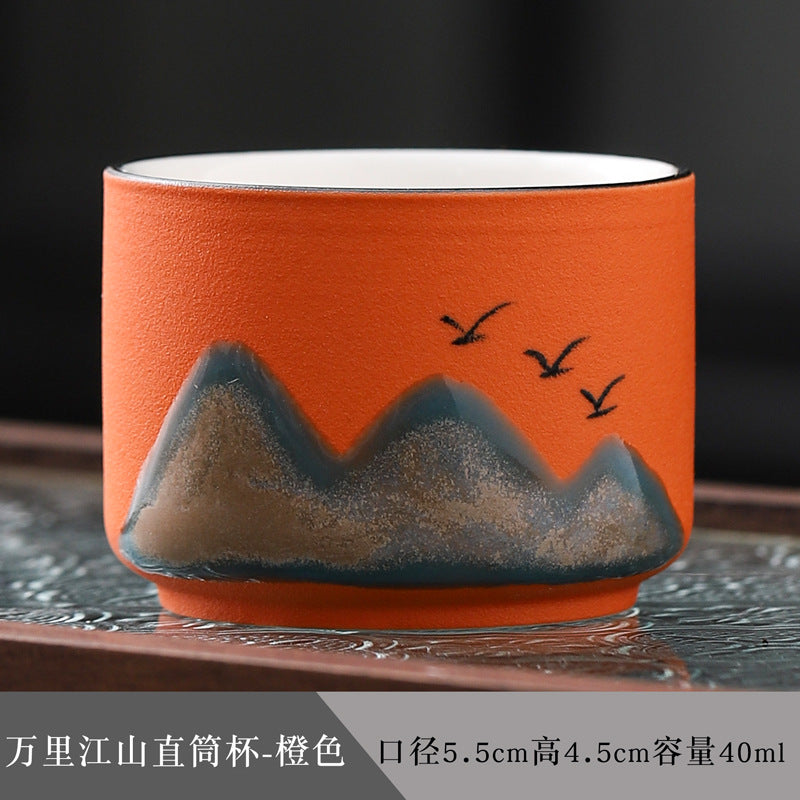 Wanli JS Cultural and Creative Ceramic Tea Set Suit Business Gifting Tea Cup Tea Set Hand Gift Master Cup Personal Cup