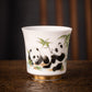 Panda Plain Roast White Jade Master Cup Single Cup High-End Gold Painting Tea Tasting Cup Chinese Ceramic Kung Fu White Porcelain Tea