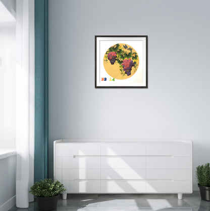 Chinese realistic painting-detailed drawing.   Painted on hard paper jam  Grapes.   Best wishes for pregnancy