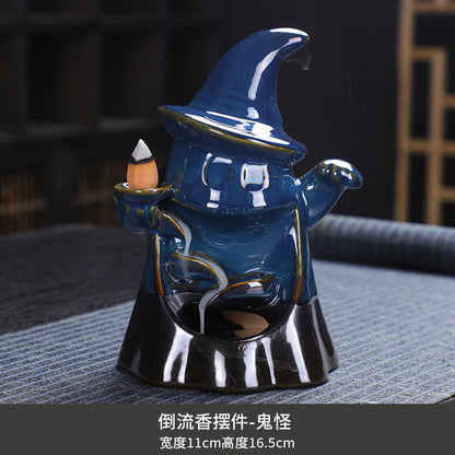 Ceramic Fambe Halloween Ghost Backflow Incense Burner Creative European Ghost Festival Backflow Furnace