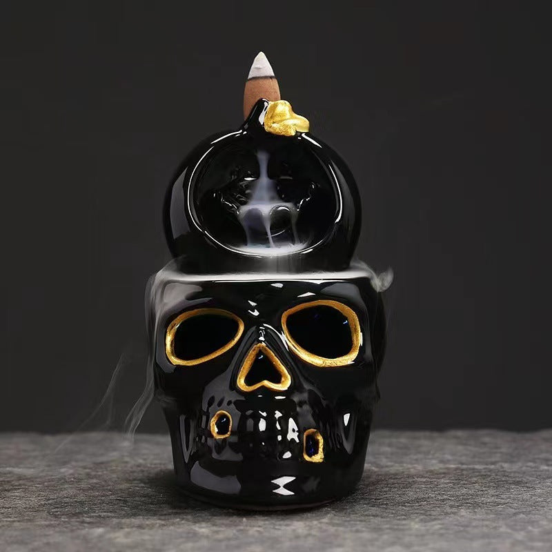 Backflow Incense Burner Backflow Halloween Skull Pumpkin Creative Crafts Decoration Incense Burner Sandalwood