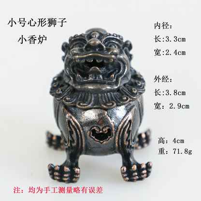 Rongsheng Incense Burner Mini Hollow Lotus Boshan Furnace Lucky Lion Indoor Incense Burner Antique Incense Holder Vintage Stove