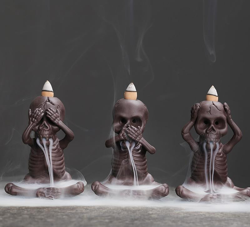 Wholesale Original Yixing Clay Backflow Incense Burner Halloween Gift American Skull Kid Backflow Incense Burner