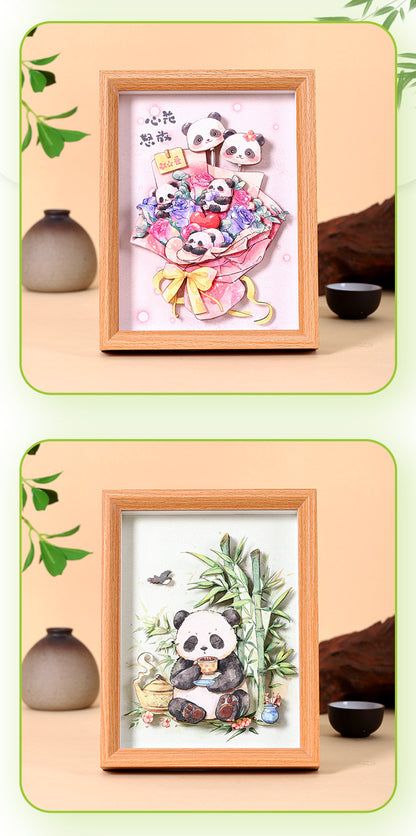 New Chinese National Treasure Panda3D Three-Dimensional diy Paper-Cut Painting Tourist Attractions Commemorative Gift Photo Frame Decoration Chinese New Year