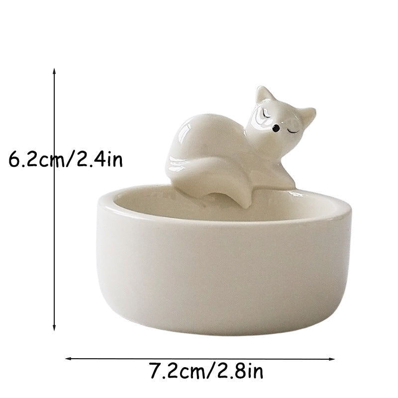 Sleeping Fox Candlestick Fox Animal Ornaments  Ceramic Living Room TV Cabinet Wine Hallway Desktop Soft Home Decoration