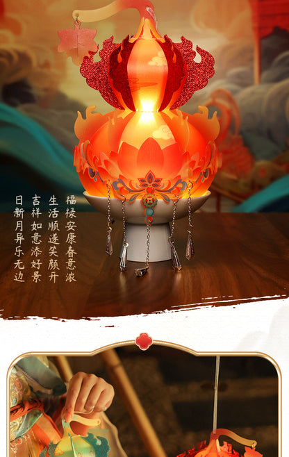 New Year Spring Festival Handmade Lantern diy Children's Portable Luminous Antique Festive Lantern Material Package Snake New Year Stall