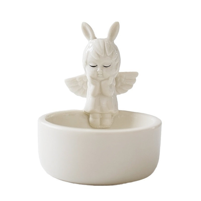 Nordic Style Hot Ceramic Angel Candle Holder Living Room TV Bench for Bedroom Romantic Candlelight Decoration