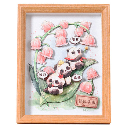 New Chinese National Treasure Panda3D Three-Dimensional diy Paper-Cut Painting Tourist Attractions Commemorative Gift Photo Frame Decoration Chinese New Year