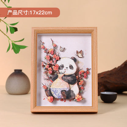 New Chinese National Treasure Panda3D Three-Dimensional diy Paper-Cut Painting Tourist Attractions Commemorative Gift Photo Frame Decoration Chinese New Year