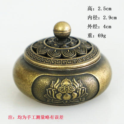 Rongsheng Incense Burner Mini Hollow Lotus Boshan Furnace Lucky Lion Indoor Incense Burner Antique Incense Holder Vintage Stove