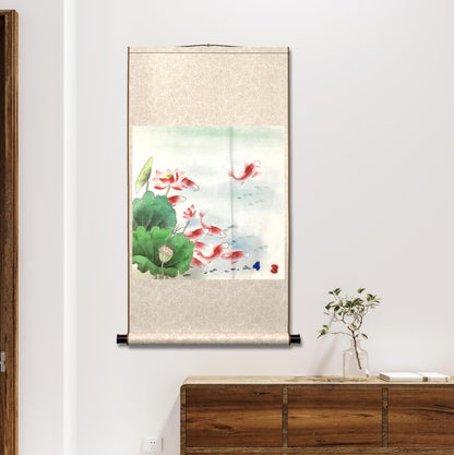 Chinese painting- fish and lotus. Living room decoration