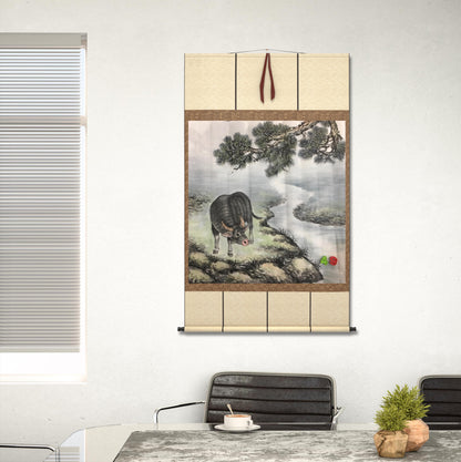 Chinese painting-cattle. ox, modesty and diligence, wealth and power.square painting, wall decoration