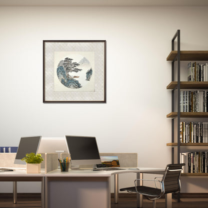 Chinese realistic painting-detailed painting.  Mountains.   Painted on hard paper jam