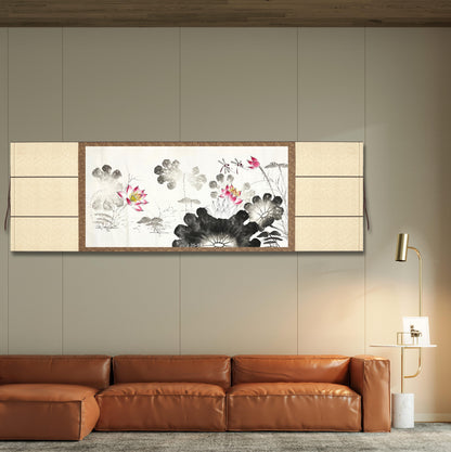 Chinese painting- ink lotus. Study decoration, lobby decoration