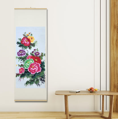 Chinese painting - colorful peony flowers.  Living room decoration