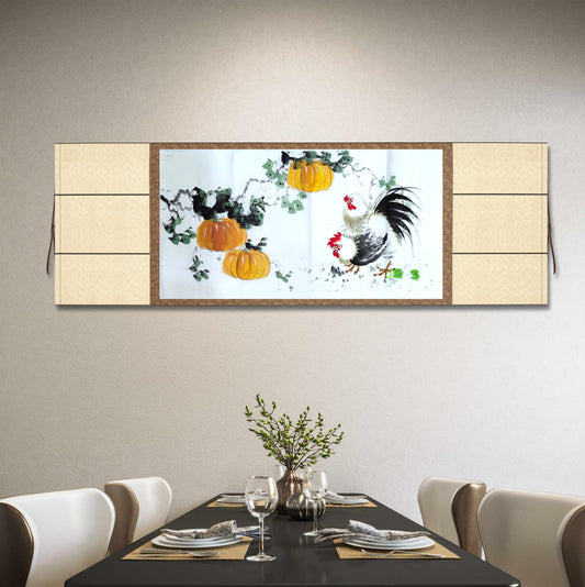 Chinese painting-Plants.  Gourd and persimmon. Happiness and rich.  Bedroom decoration