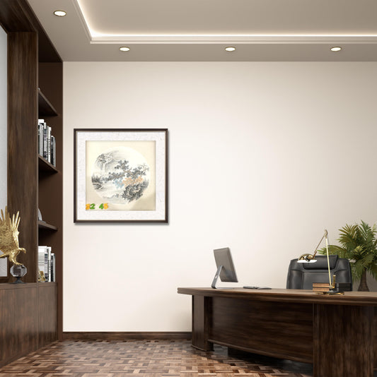 Chinese realistic painting-detailed painting. Trees on the cliffs . Painted on hard paper jam