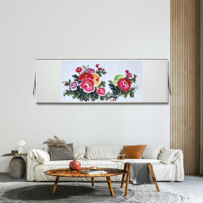 Chinese painting - colorful peony flowers.  Living room decoration