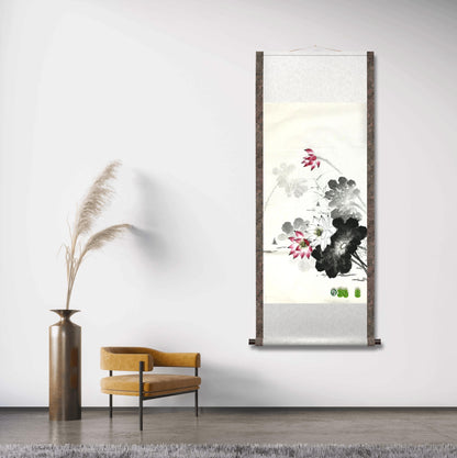 Chinese painting- ink lotus. Study decoration, lobby decoration