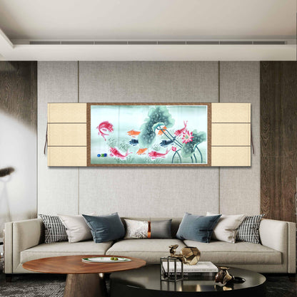 Chinese painting-fine art. Fish and lotus.  Bedroom decoration