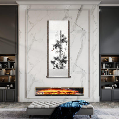 Chinese painting-ink bamboo. Bamboo and birds. Study decoration.