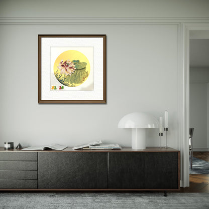 Chinese realistic painting-detailed painting.  Lotus.   Painted on hard paper jam