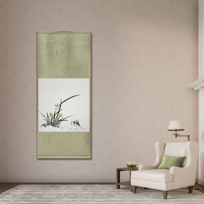 Chinese painting-Plants. Orchid and birds. Living room decoration
