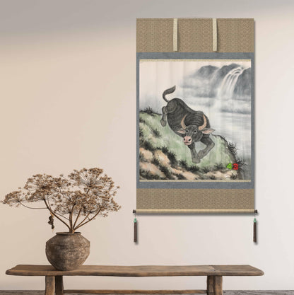 Chinese painting-cattle. ox, modesty and diligence, wealth and power.square painting, wall decoration