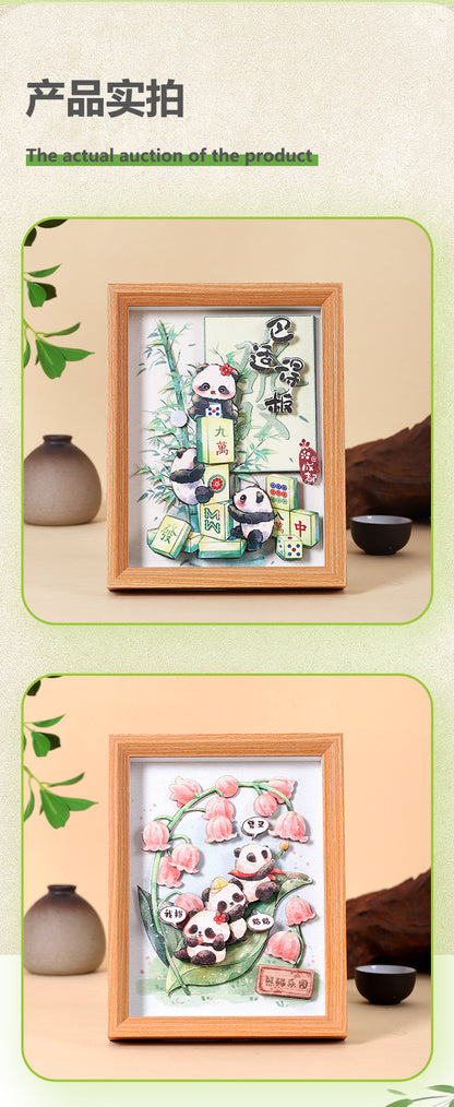 New Chinese National Treasure Panda3D Three-Dimensional diy Paper-Cut Painting Tourist Attractions Commemorative Gift Photo Frame Decoration Chinese New Year