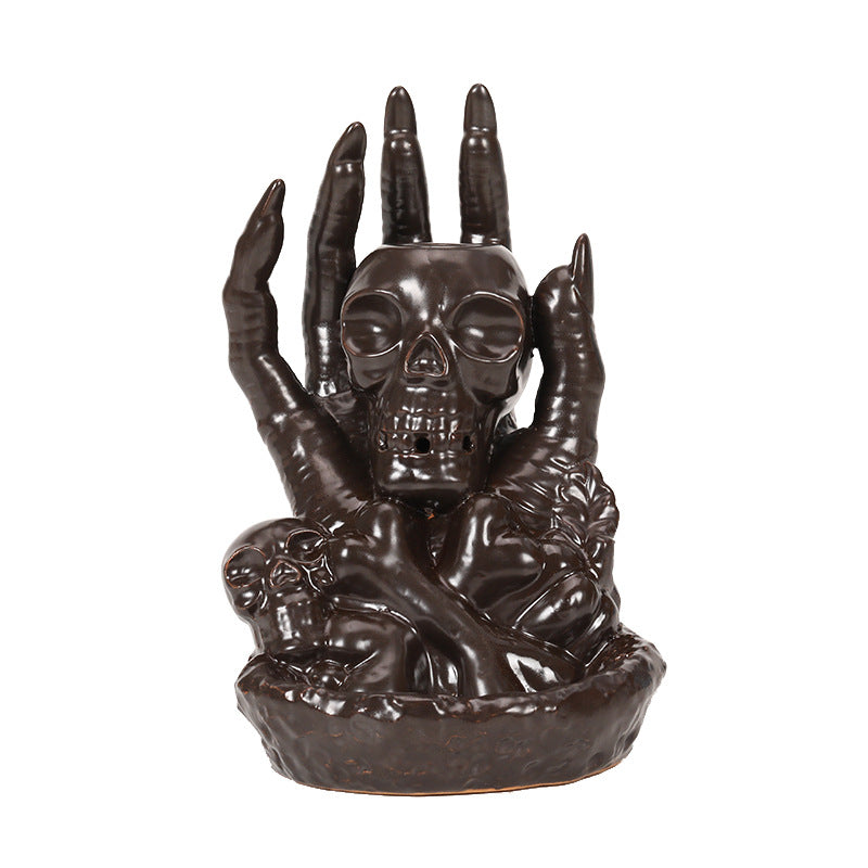 Backflow Incense Burner Ceramic Kiln Change Halloween Ghost Hand Creative European Ghost Festival Blue Skull Head Buddha Hand Exclusive for