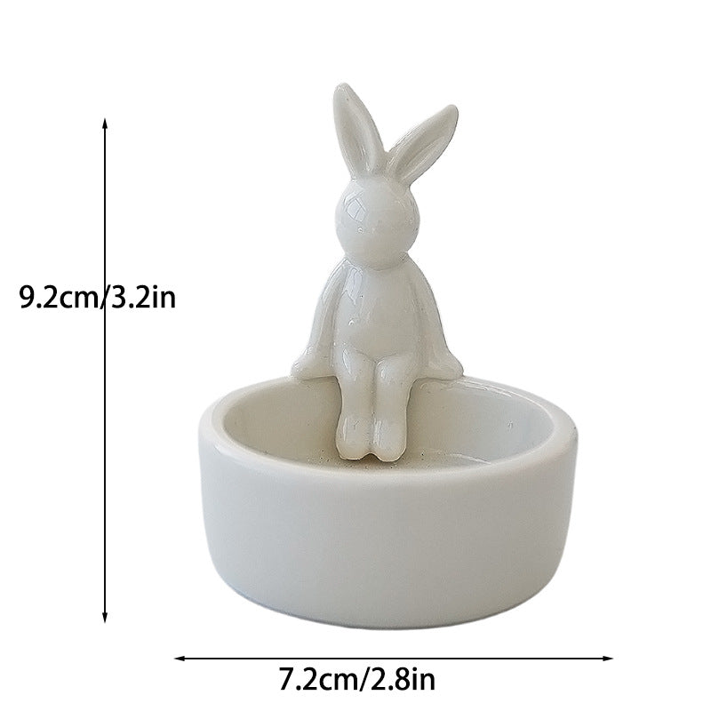 INS Ceramic Cartoon Bunny Candlestick Nordic Home Aromatherapy Candle Utensils Household Cross-Border Ceramic Crafts