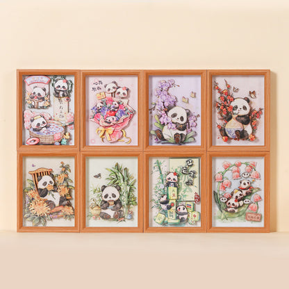 New Chinese National Treasure Panda3D Three-Dimensional diy Paper-Cut Painting Tourist Attractions Commemorative Gift Photo Frame Decoration Chinese New Year