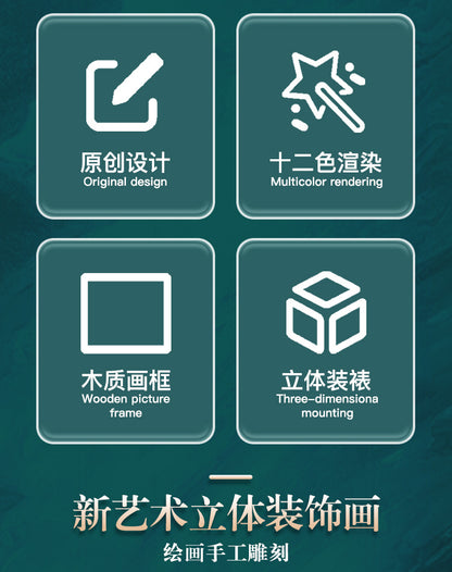 Chinese Quintessence Beijing Opera Characters3D Three-Dimensional Painting with Photo Frame Handmade diy Desktop Decoration Cultural and Creative Gifts Chinese New Year