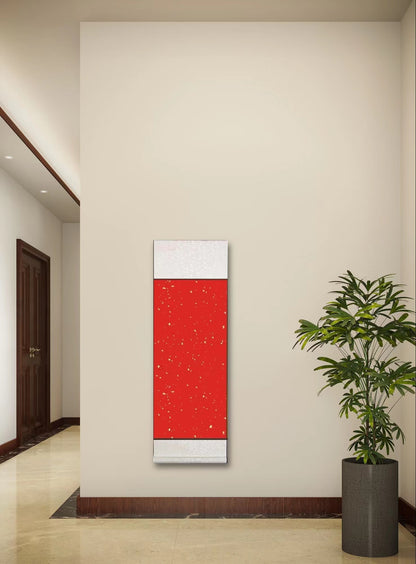 Chinese calligraphy-Scroll   Customize Simple. Red or blue and green mountain