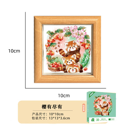 Cute Funny Panda Hollow Decorative 3D Painting Table DIY Home Decorative Small Ornaments3D Three-Dimensional Paper Sculpture Painting Chinese New Year