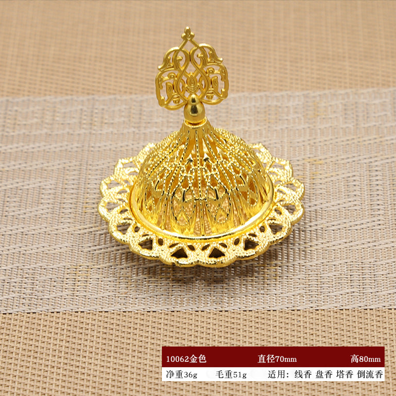 Arab Incense Burner Middle East Style Mini-Portable Gold Tower Incense Burner Incense Utensils Small Size Metal Incense Burner