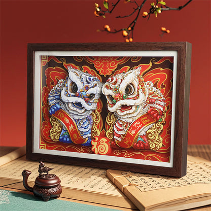 National Fashion Ancient Style Xingshi Photo Frame3d Three-Dimensional Painting with Photo Frame Festival Festive Ornaments Chinese Spring Festival Gifts Chinese New Year