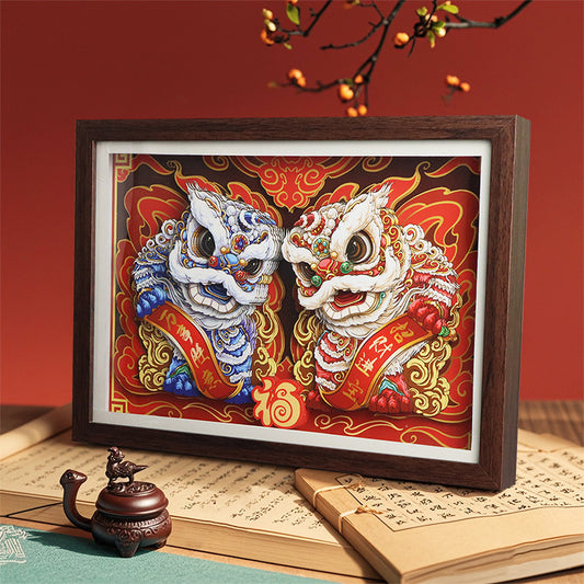 National Fashion Ancient Style Xingshi Photo Frame3d Three-Dimensional Painting with Photo Frame Festival Festive Ornaments Chinese Spring Festival Gifts Chinese New Year