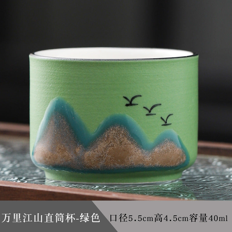 Wanli JS Cultural and Creative Ceramic Tea Set Suit Business Gifting Tea Cup Tea Set Hand Gift Master Cup Personal Cup