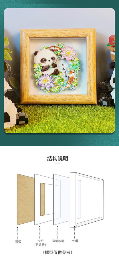 Cute Funny Panda Hollow Decorative 3D Painting Table DIY Home Decorative Small Ornaments3D Three-Dimensional Paper Sculpture Painting Chinese New Year