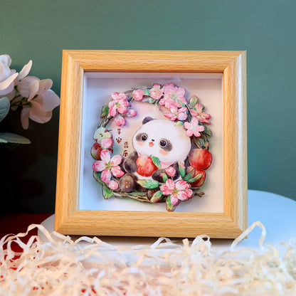 Cute Funny Panda Hollow Decorative 3D Painting Table DIY Home Decorative Small Ornaments3D Three-Dimensional Paper Sculpture Painting Chinese New Year